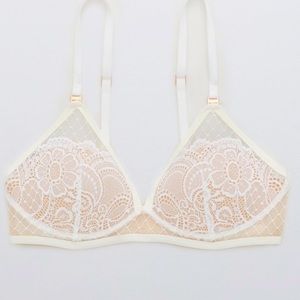 Aerie Real Power Wireless Push-up Slumber Party Lace Bra